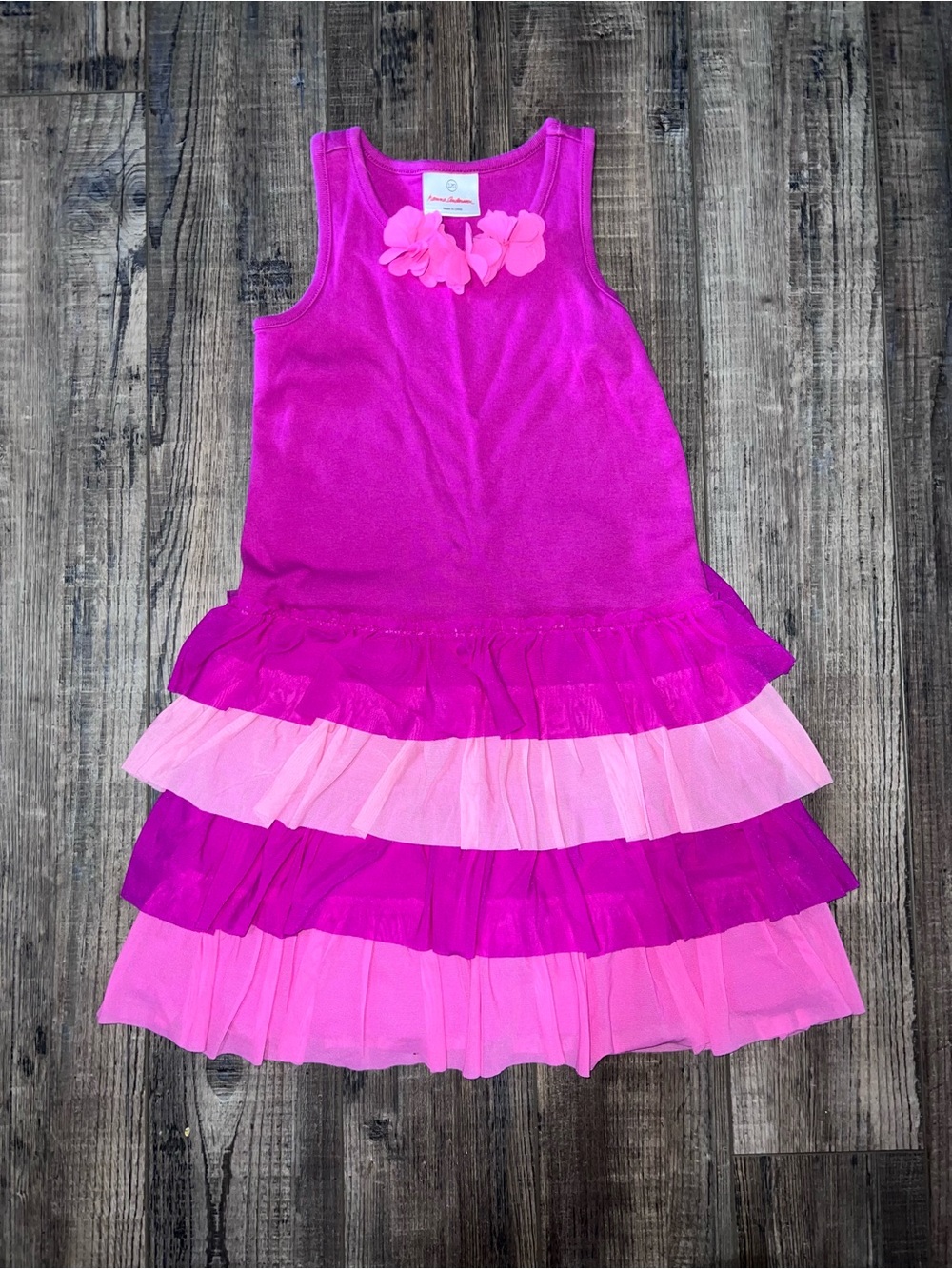 Hanna Andersson Fuchsia & Light Pink Tiered Ruffle Dress